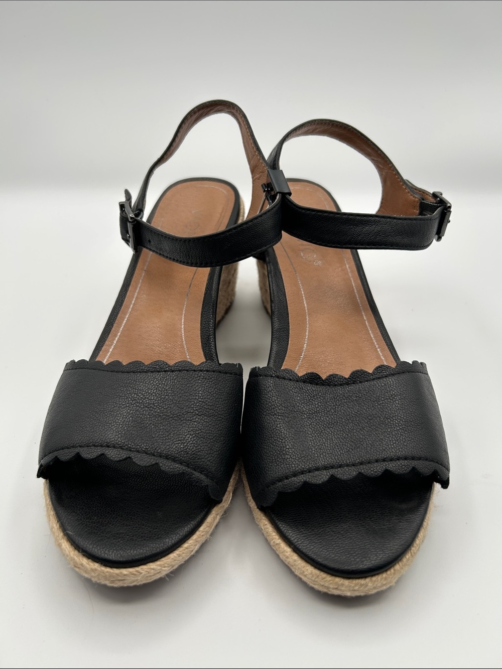 Vionic Black Scalloped Espadrille Wedge Sandals - Picture 3 of 13